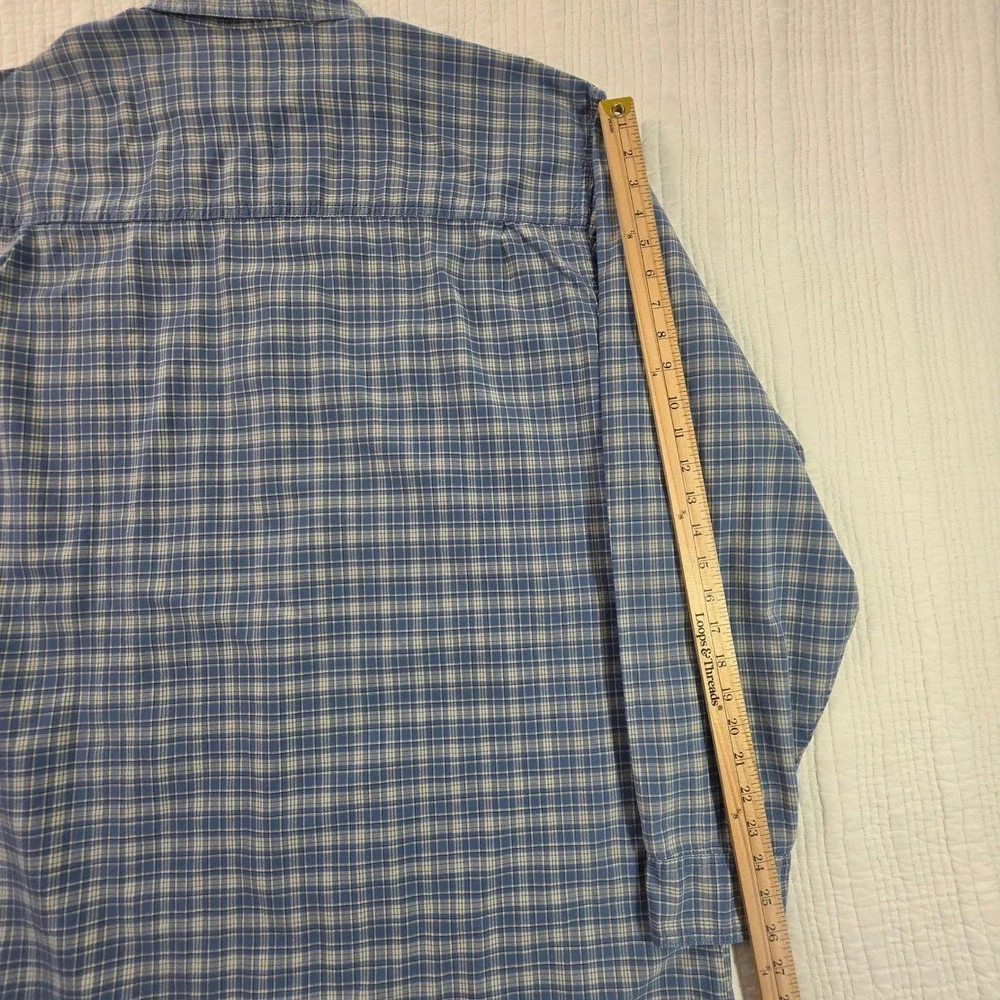 Vintage Levis Jeans Plaid Button Down Shirt Mens XL Blue White Y2K Oversize 1999